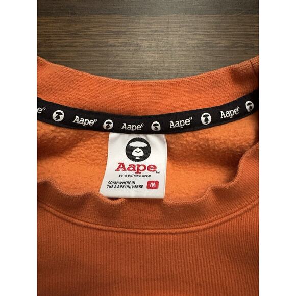 AAPE FANCY CREW NECK SWEATER MENS MEDIUM ORANGE - Picture 9 of 16